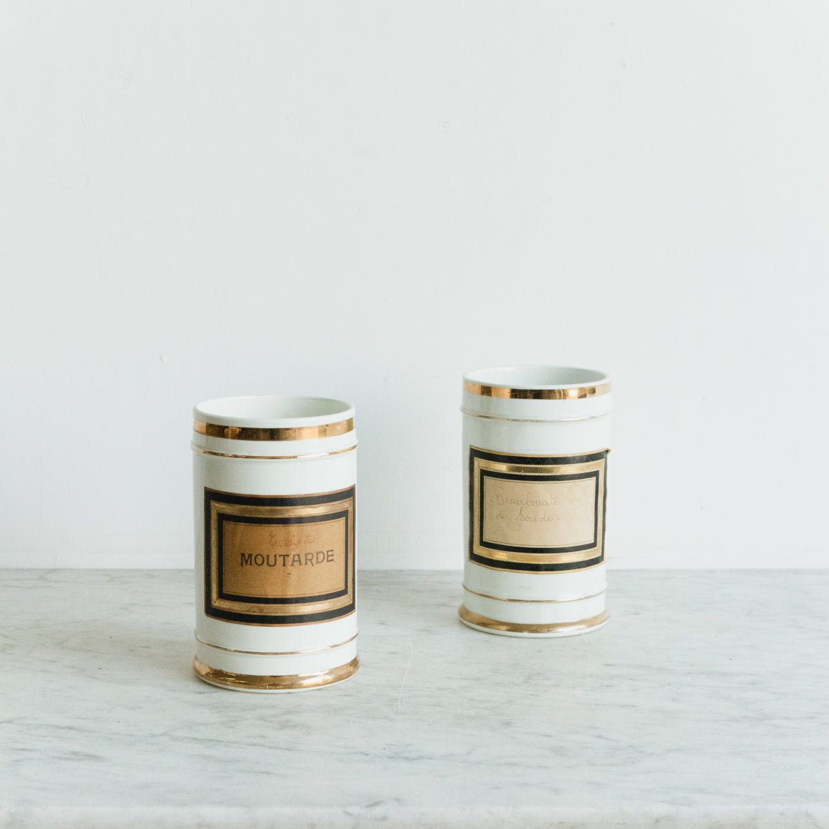 Pair of Porcelain Apothecary Canisters - elsie green - decor