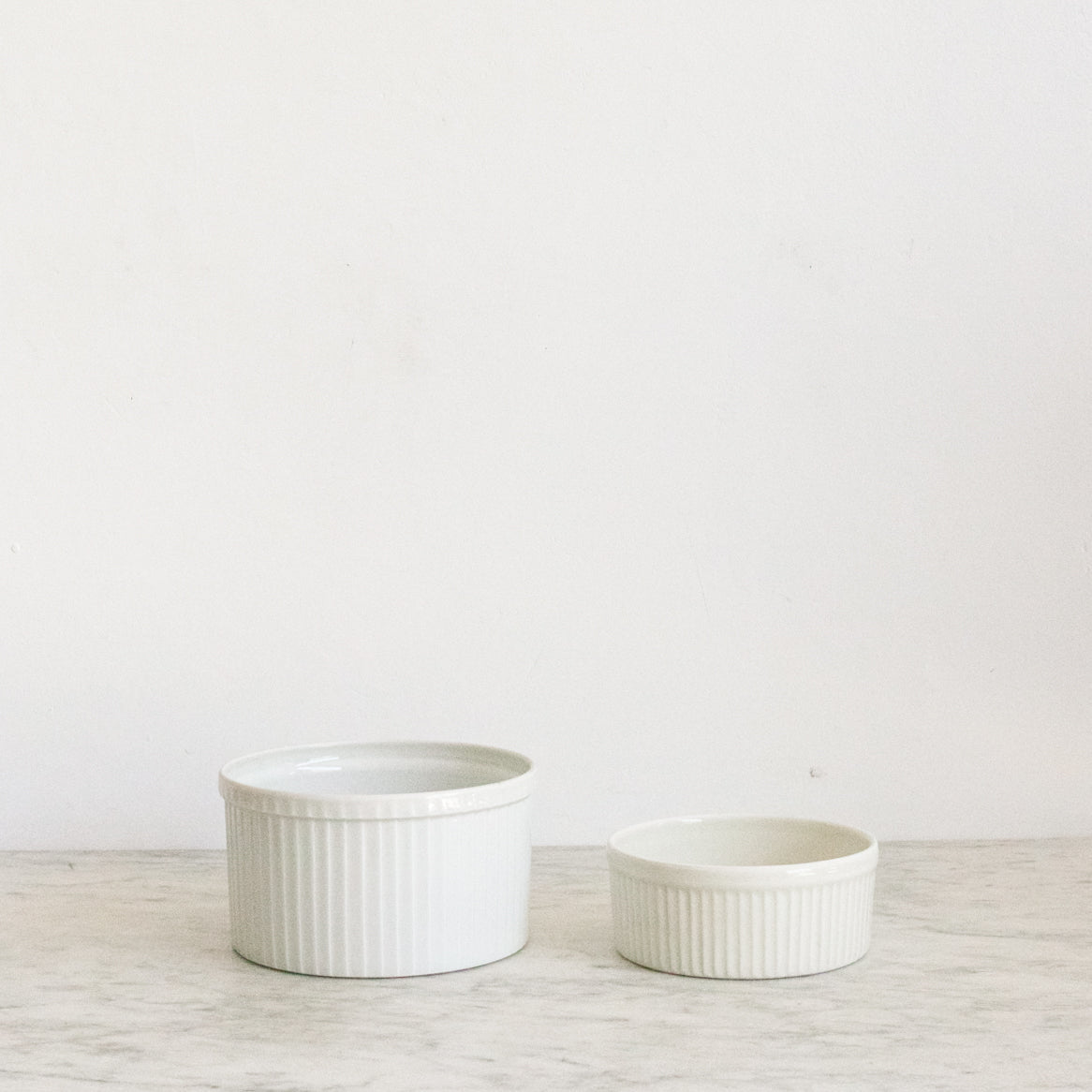 Pair of Porcelain Souffle Molds - elsie green - French Kitchen