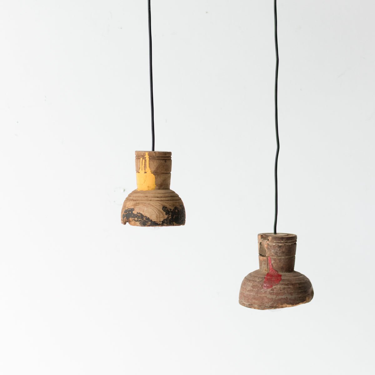 Pair of Rustic Wood Pendants - elsie green - decor