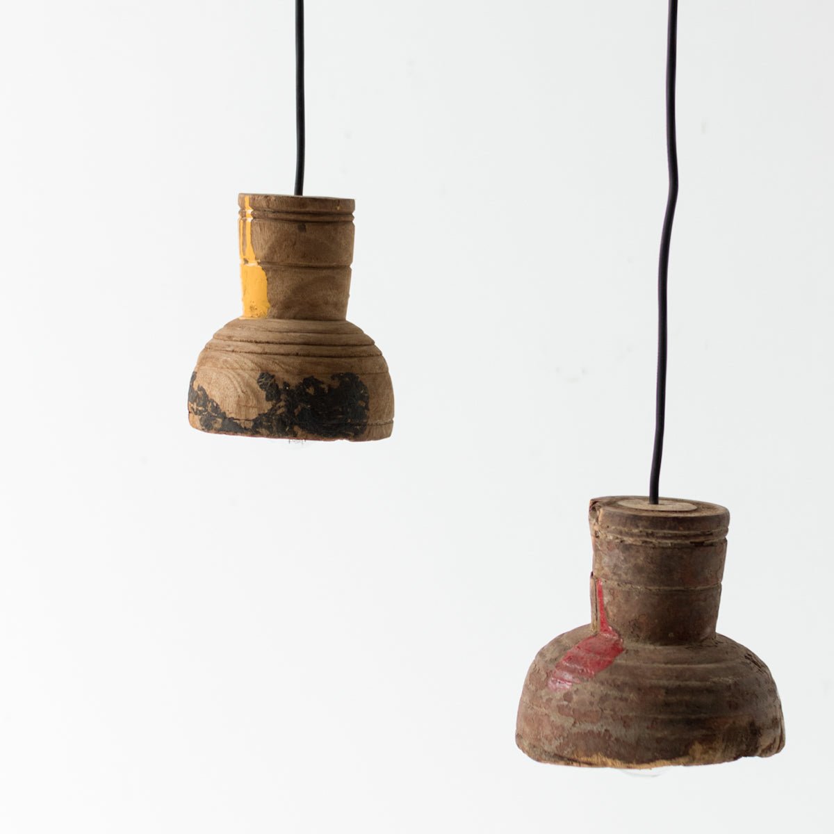 Pair of Rustic Wood Pendants - elsie green - decor