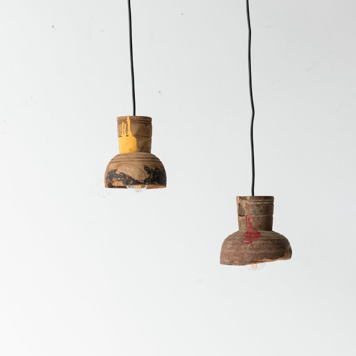 Pair of Rustic Wood Pendants - elsie green - decor