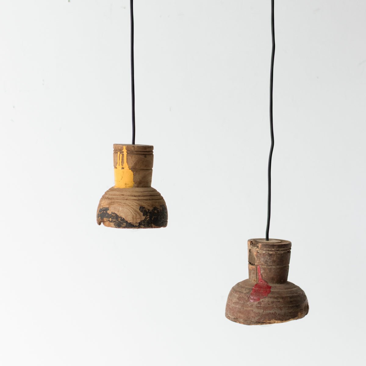 Pair of Rustic Wood Pendants - elsie green - decor