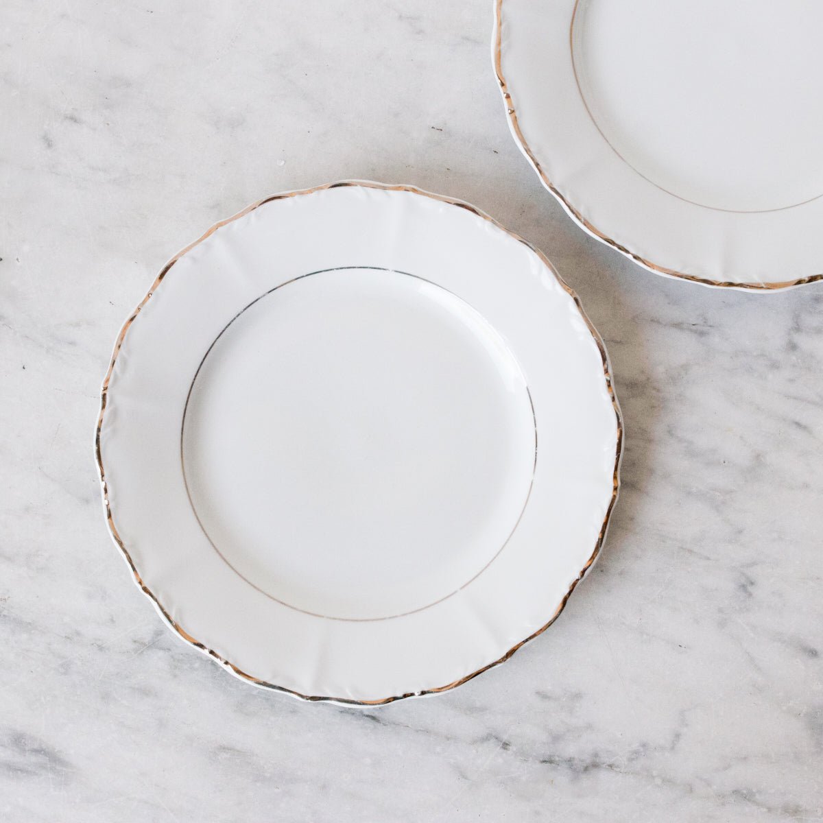 Pair Of Scalloped Gold Rim Plates - elsie green - The French Kitchen