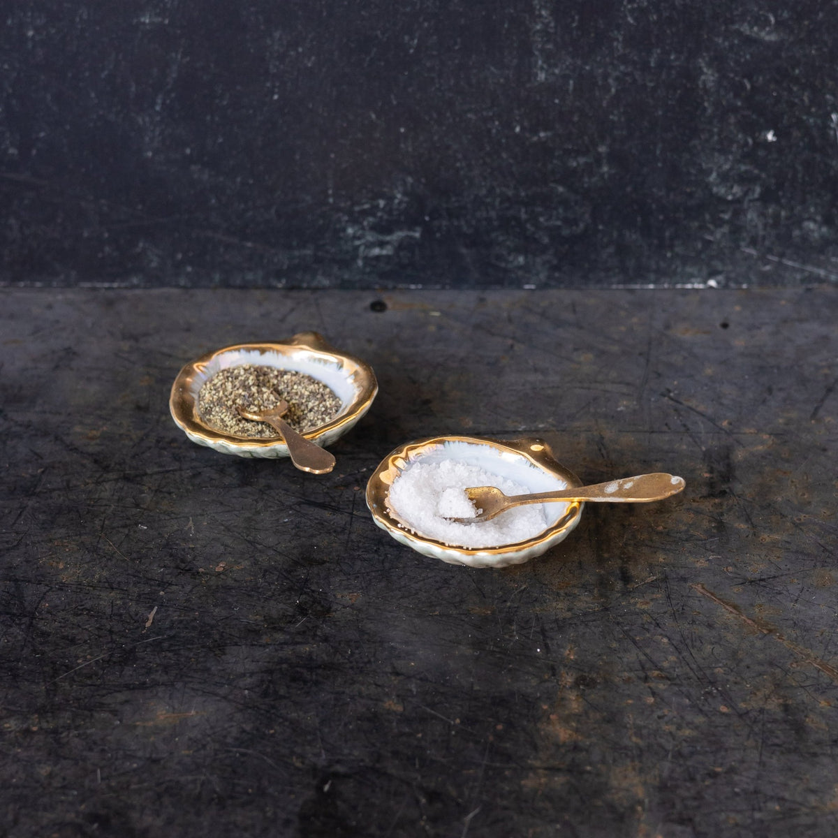 Pair of Shell Salt Cellars & Salt Spoons - elsie green - the french kitchen