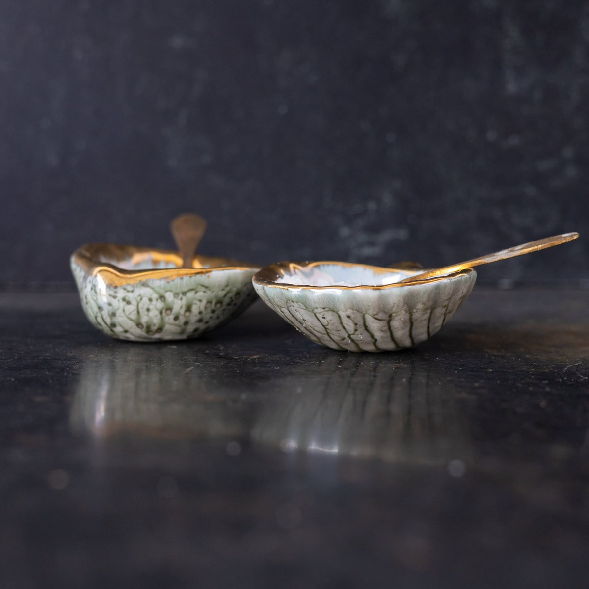 Pair of Shell Salt Cellars & Salt Spoons - elsie green - the french kitchen