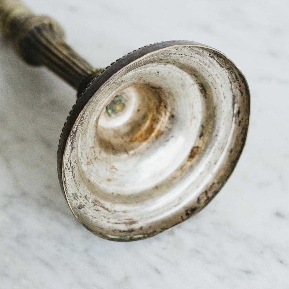 Pair of Silver Candlesticks with Knurling Detail - elsie green - decor