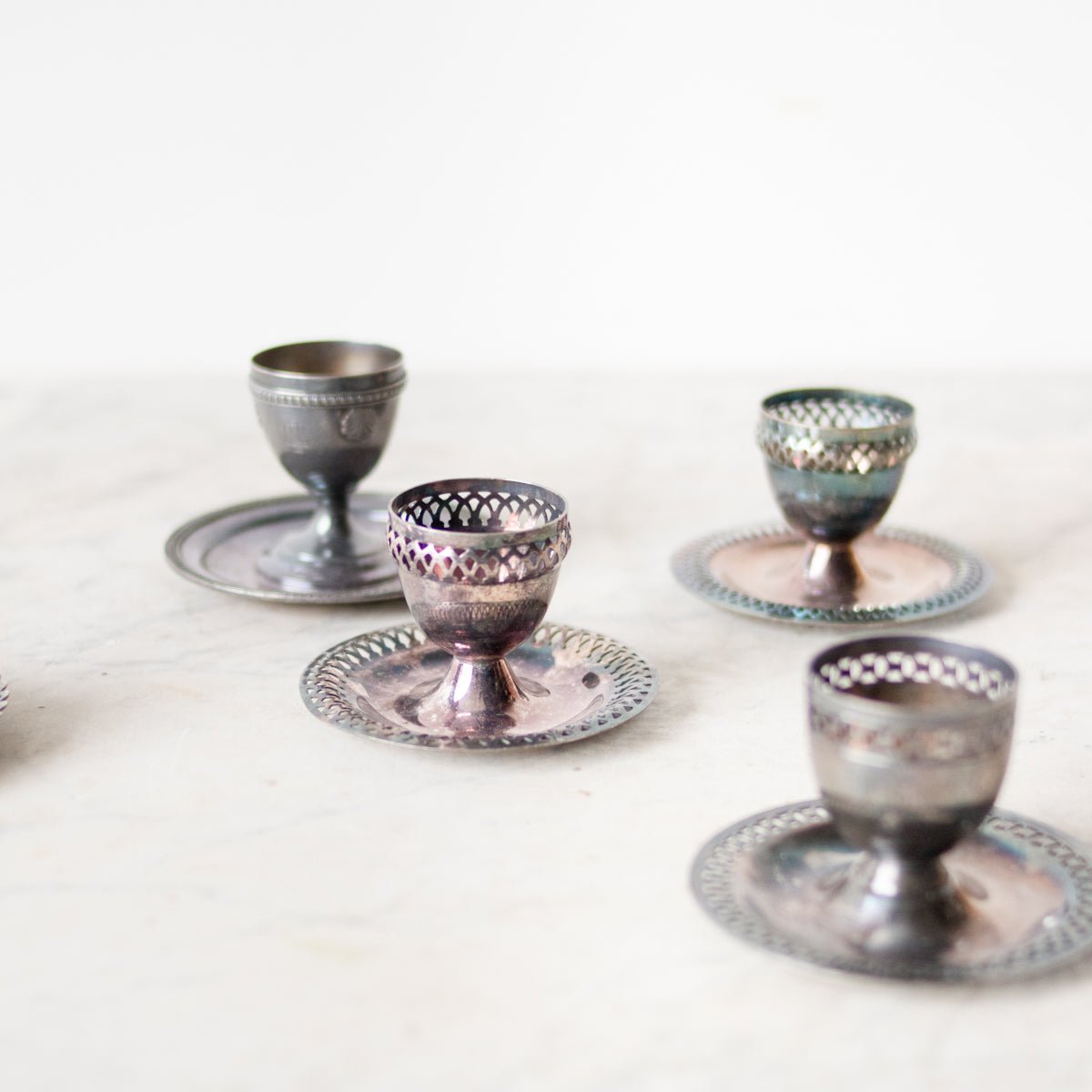 Pair of Silver Filigree Egg Cups - elsie green - The French Kitchen