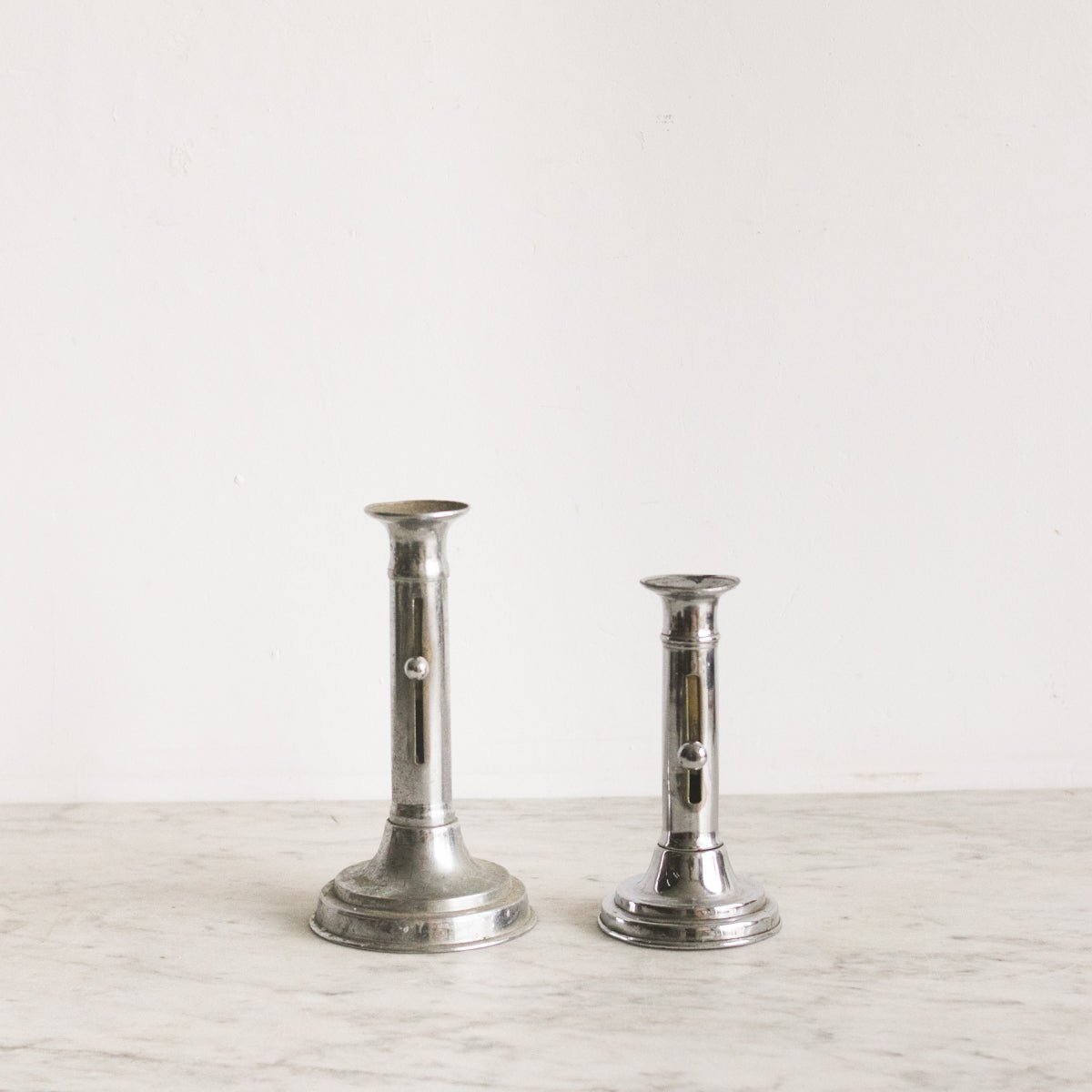 Pair of Silver Push Up Candlesticks - elsie green - decor