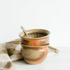 Pair Of Stoneware Bowls With Silver Spoon - elsie green - The French Kitchen