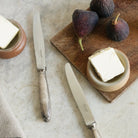 Pair Of Stoneware Butter Pats & Christofle Knives - elsie green - the french kitchen