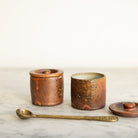 Pair of Stoneware Spice Pots with Cast Brass Spoon - elsie green - the french kitchen
