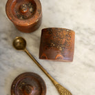 Pair of Stoneware Spice Pots with Cast Brass Spoon - elsie green - the french kitchen