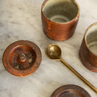 Pair of Stoneware Spice Pots with Cast Brass Spoon - elsie green - the french kitchen