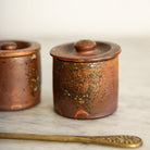 Pair of Stoneware Spice Pots with Cast Brass Spoon - elsie green - the french kitchen