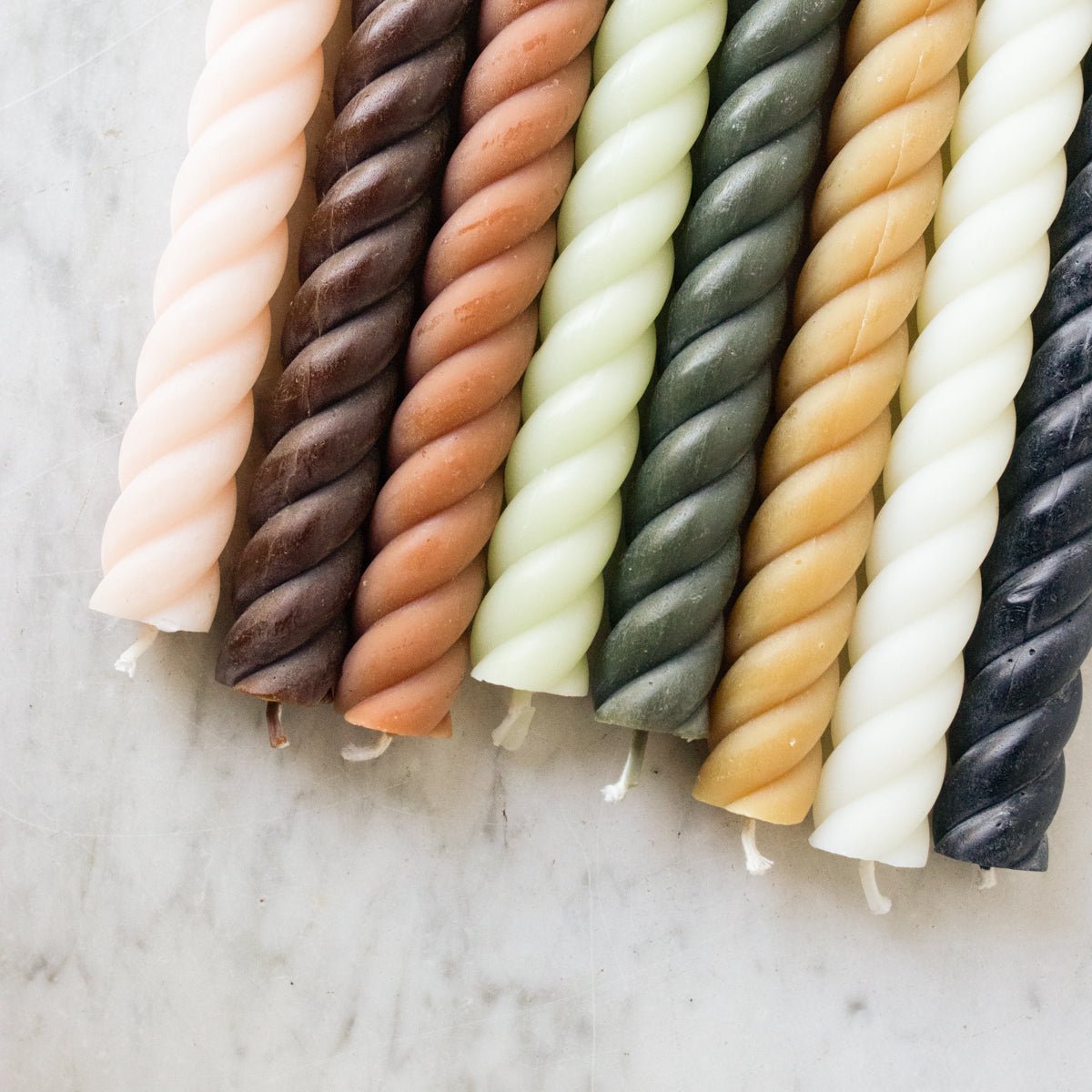 Pair of Twist Beeswax Tapers - elsie green - Decor