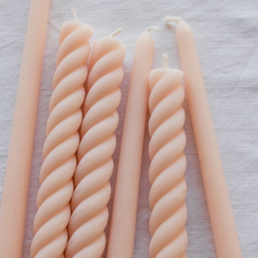 Pair of Twist Beeswax Tapers - elsie green - Decor