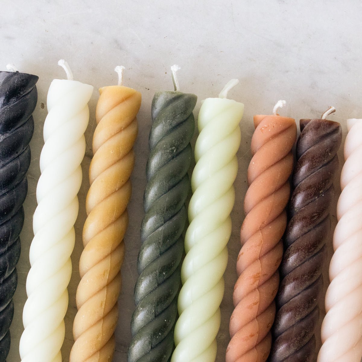 Pair of Twist Beeswax Tapers - elsie green - Decor