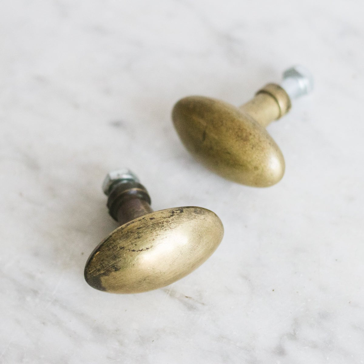 Pair of Unlacquered Brass Cabinet Knobs - elsie green - decor