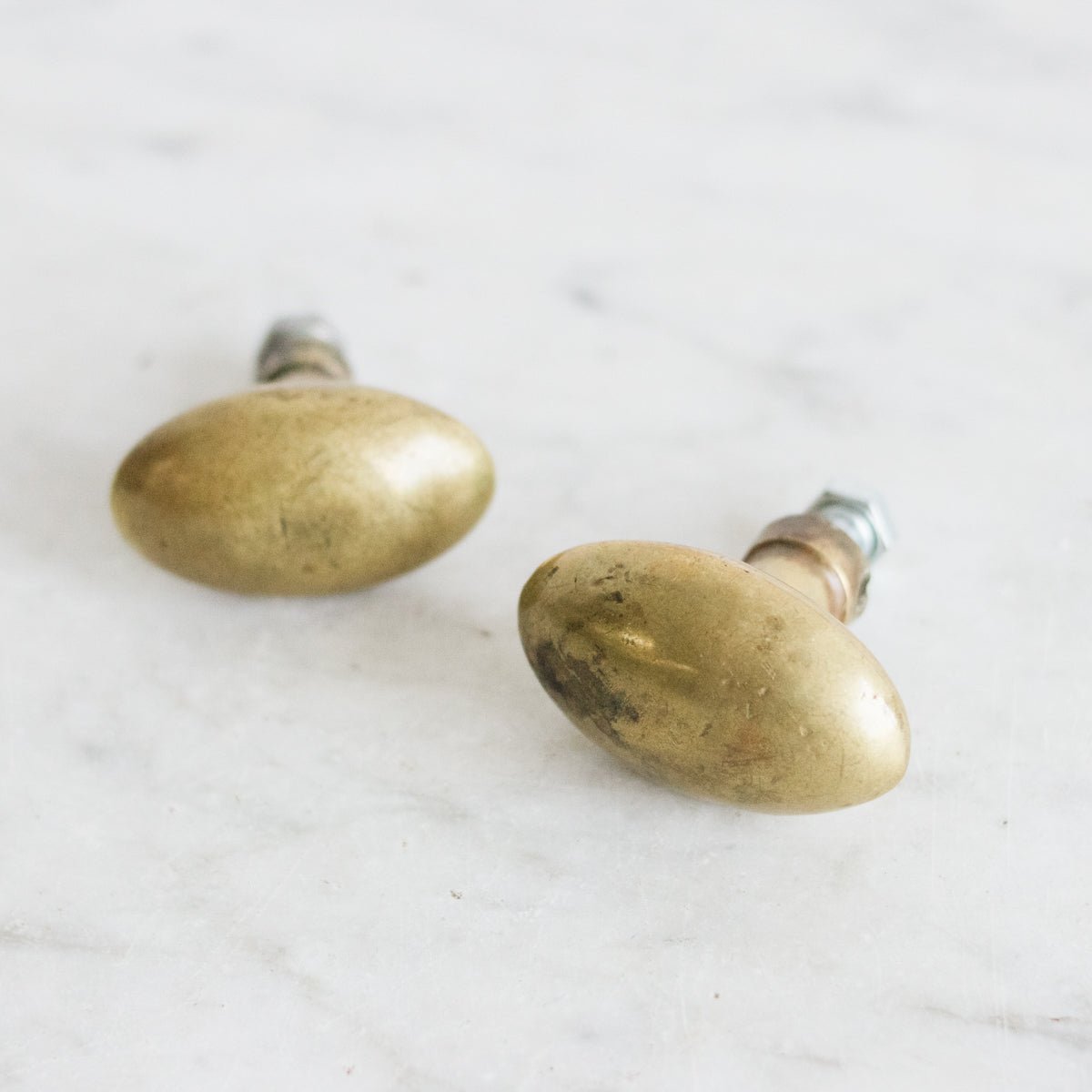 Pair of Unlacquered Brass Cabinet Knobs - elsie green - decor