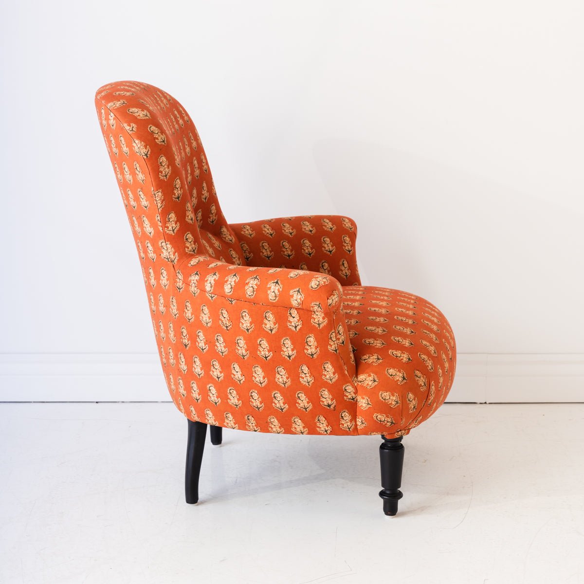 Pair of Vintage Block Print Arm Chairs | Bimala Saffron - elsie green - Furniture