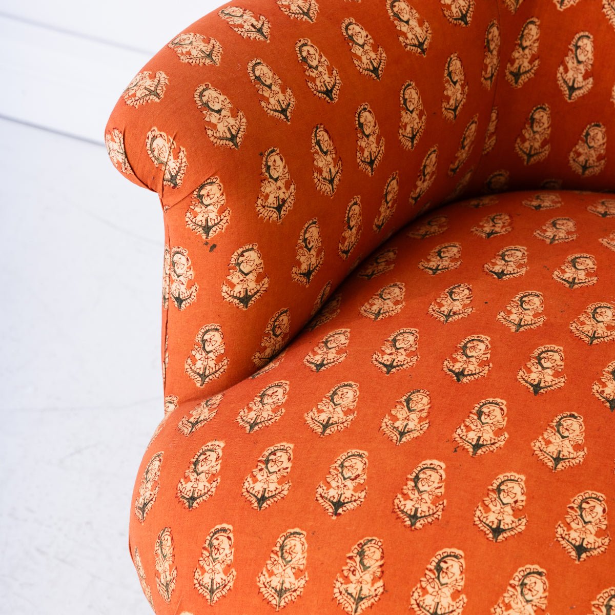 Pair of Vintage Block Print Arm Chairs | Bimala Saffron - elsie green - Furniture
