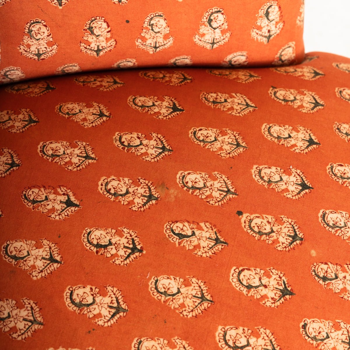 Pair of Vintage Block Print Arm Chairs | Bimala Saffron - elsie green - Furniture