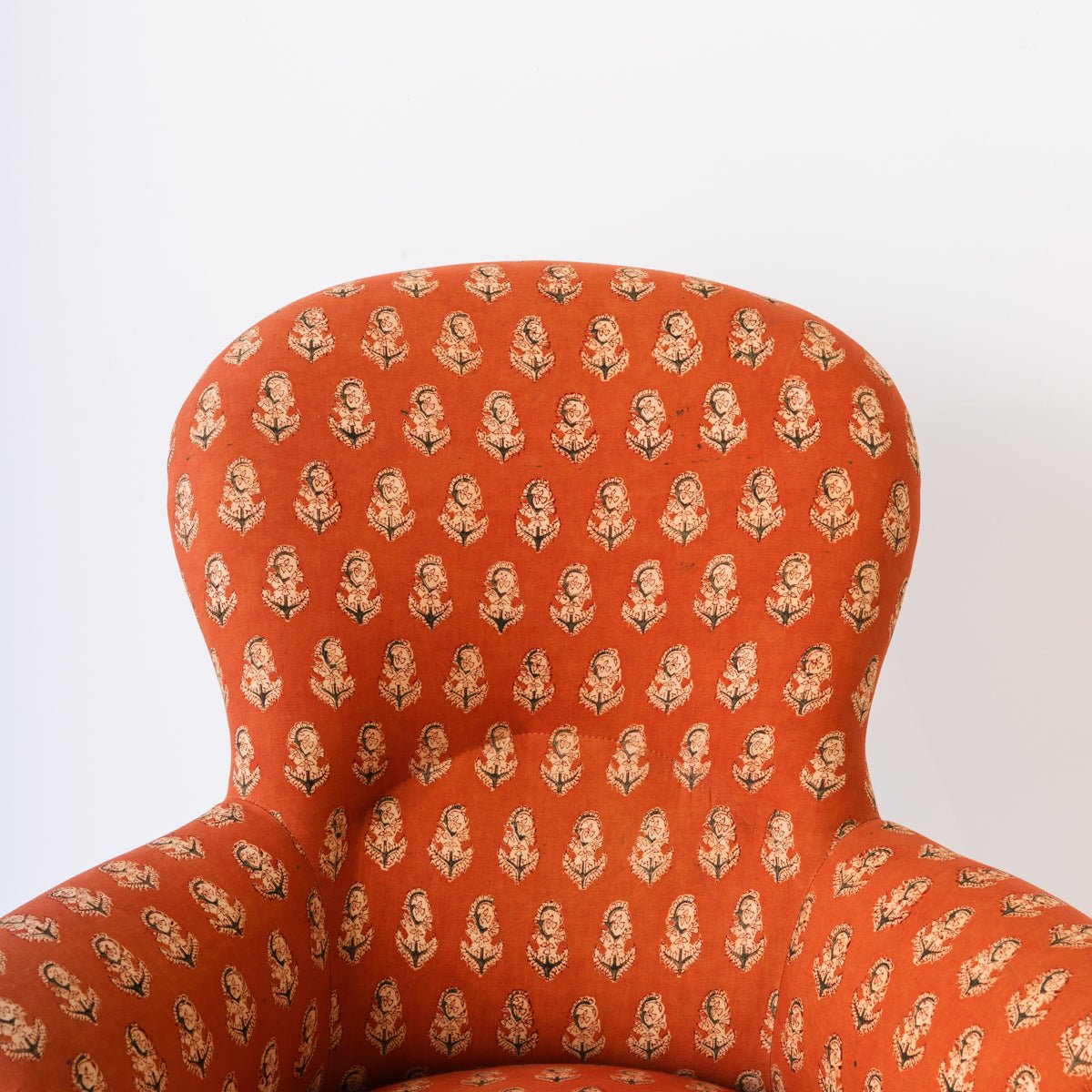 Pair of Vintage Block Print Arm Chairs | Bimala Saffron - elsie green - Furniture