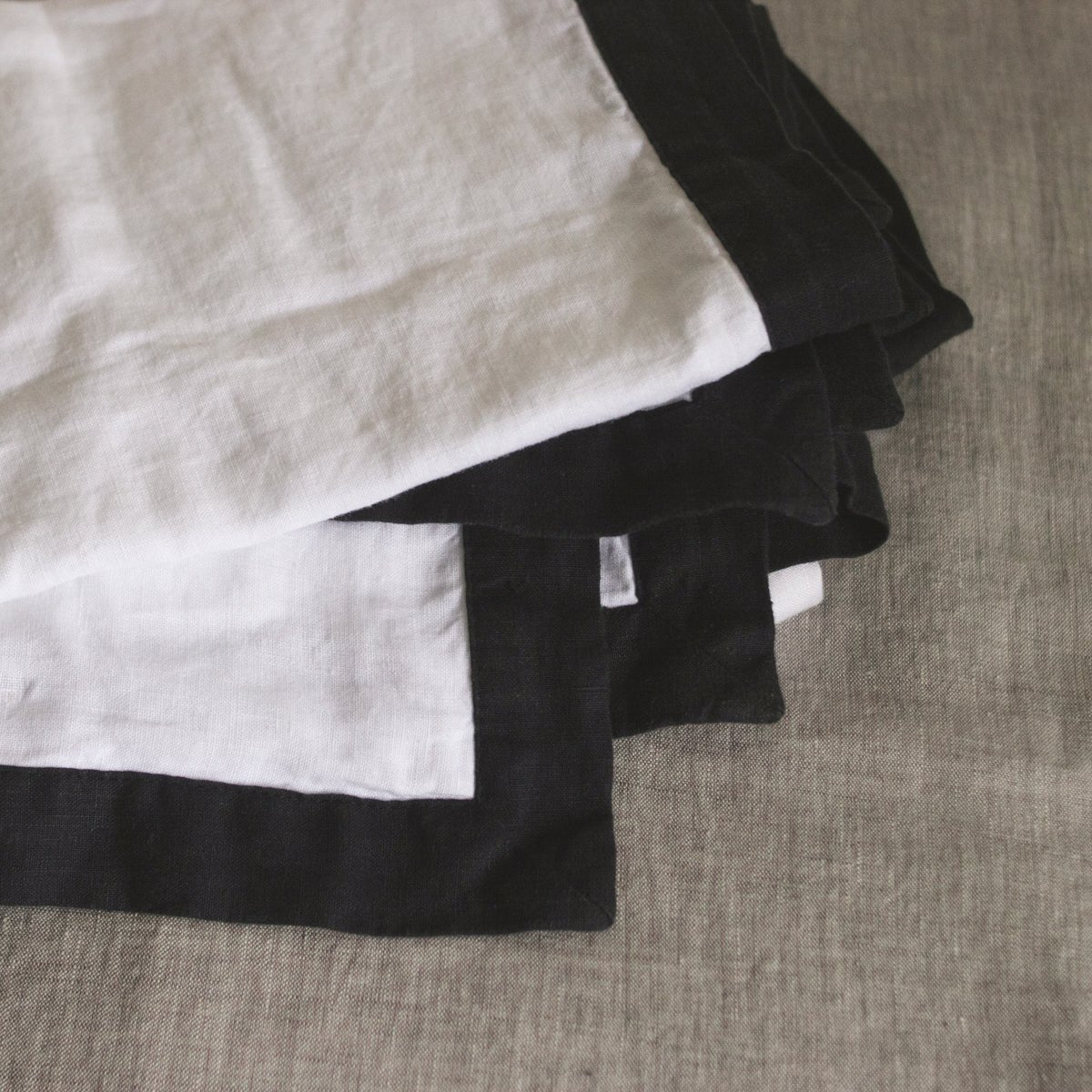 Pair of Washed Linen Euro Shams with Navy Flange - elsie green - Textiles