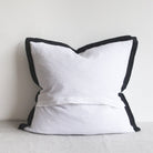Pair of Washed Linen Euro Shams with Navy Flange - elsie green - Textiles