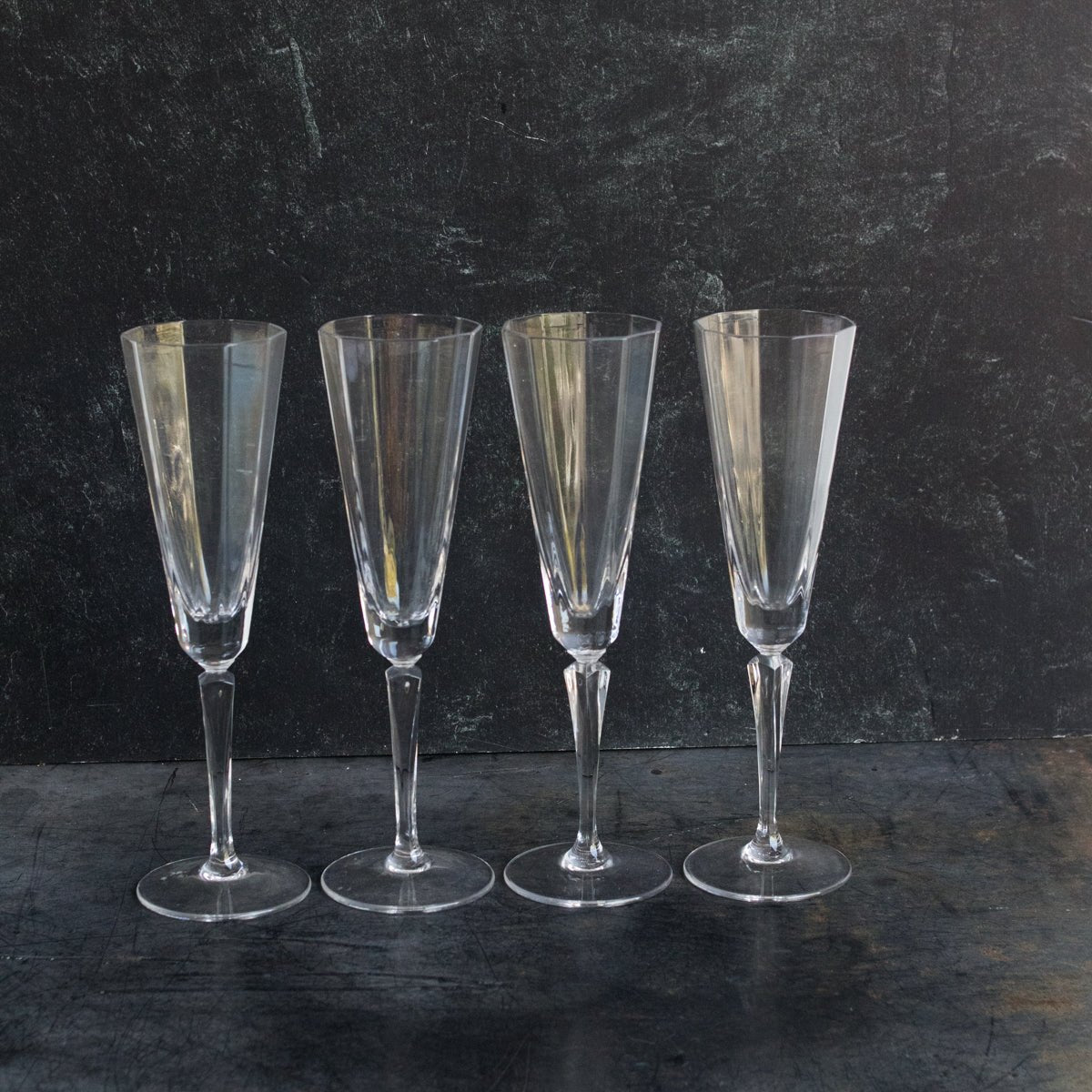 Paneled Crystal Champagne Flute Set Of 4 - elsie green - The French Kitchen