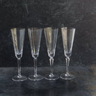 Paneled Crystal Champagne Flute Set Of 4 - elsie green - The French Kitchen