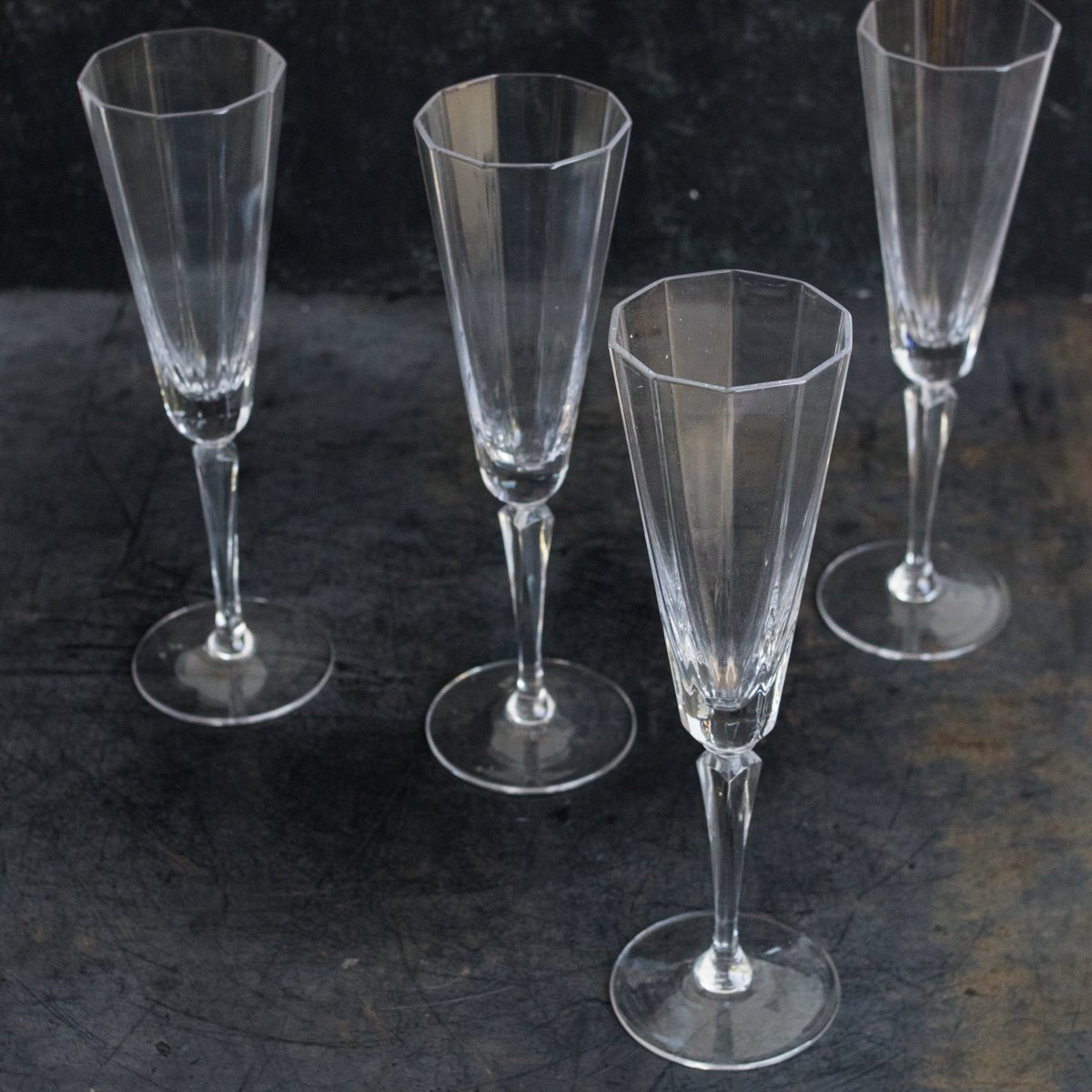 Paneled Crystal Champagne Flute Set Of 4 - elsie green - The French Kitchen