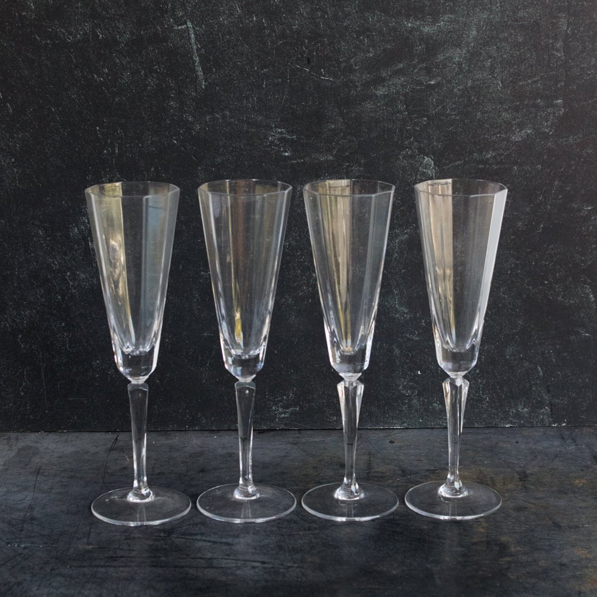 Paneled Crystal Champagne Flute Set Of 4 - elsie green - The French Kitchen