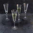 Paneled Crystal Champagne Flute Set Of 4 - elsie green - The French Kitchen