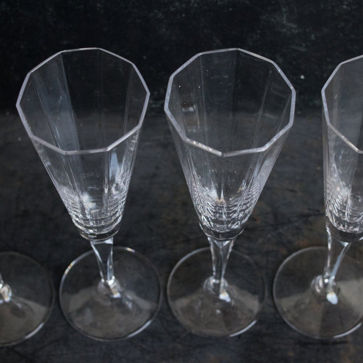 Paneled Crystal Champagne Flute Set Of 4 - elsie green - The French Kitchen