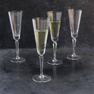 Paneled Crystal Champagne Flute Set Of 4 - elsie green - The French Kitchen
