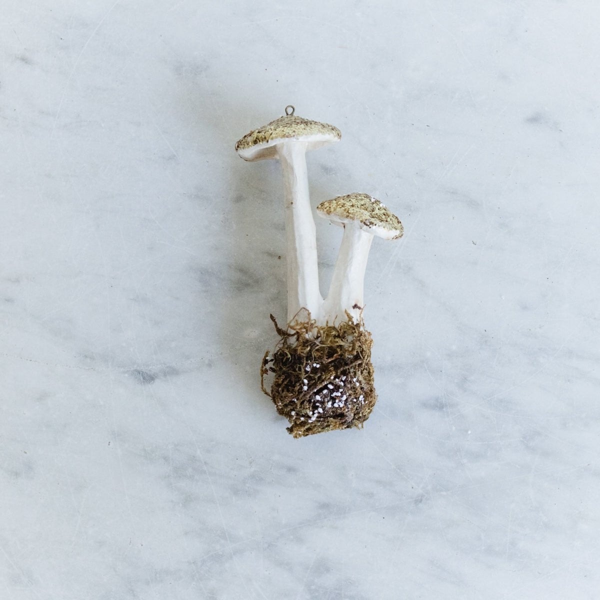 Papier Maché Gold Glitter Double Mushroom Ornament - elsie green - decor