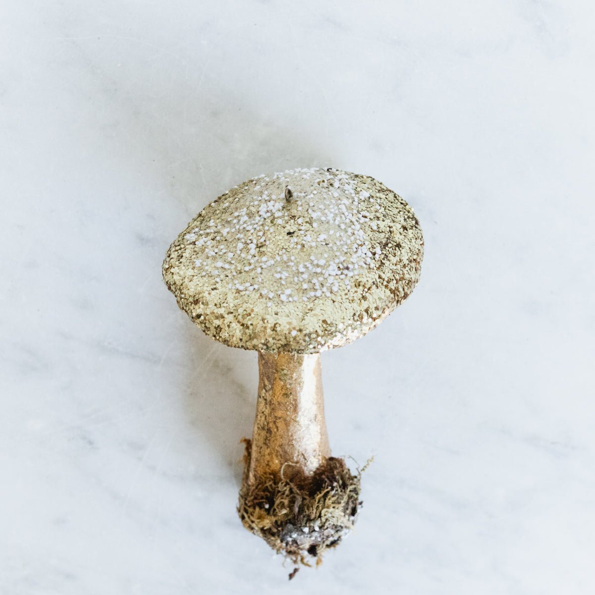 Papier Maché Gold Glitter Mushroom Ornament - elsie green - decor