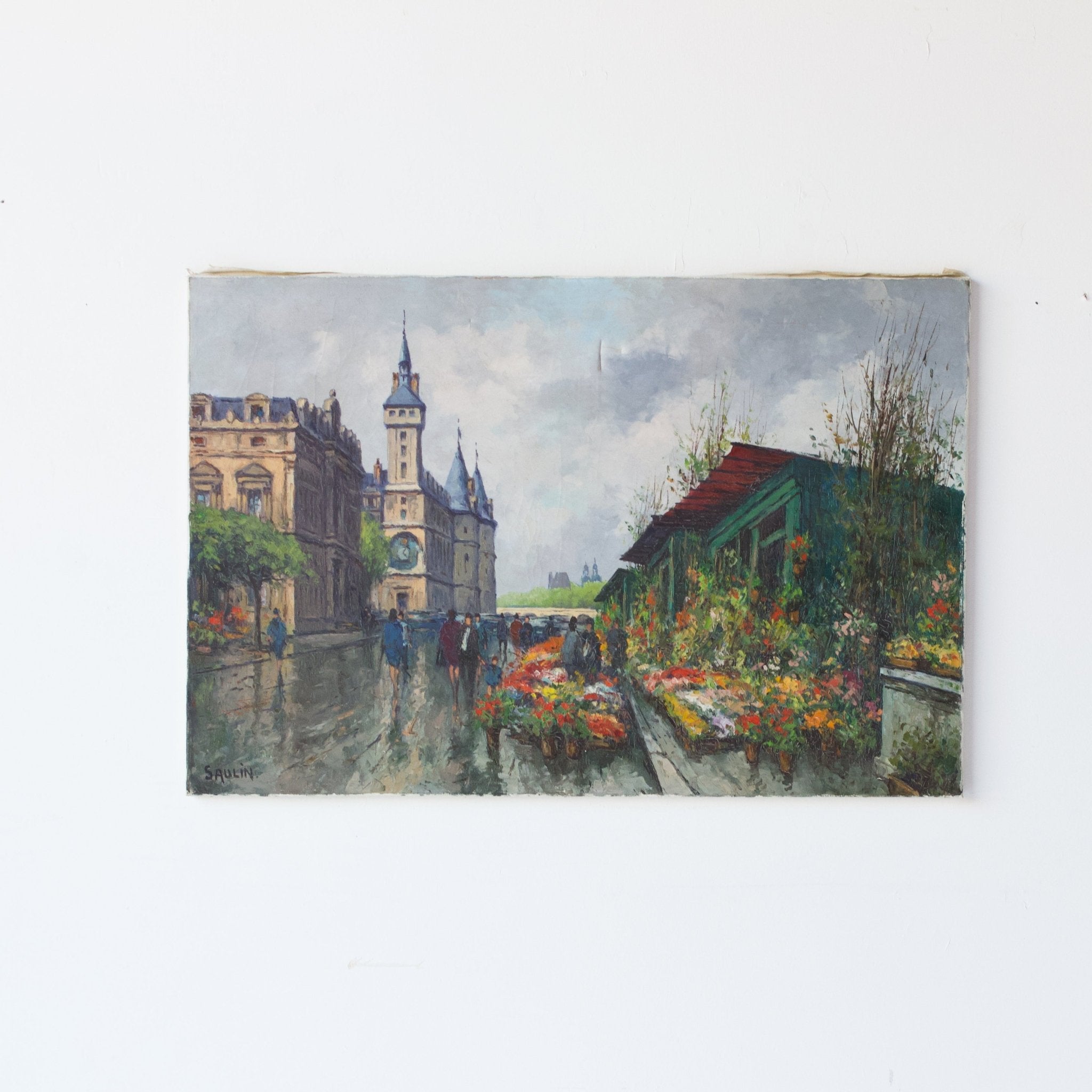 Paris Marche aux Fleurs Oil Painting - elsie green - Art