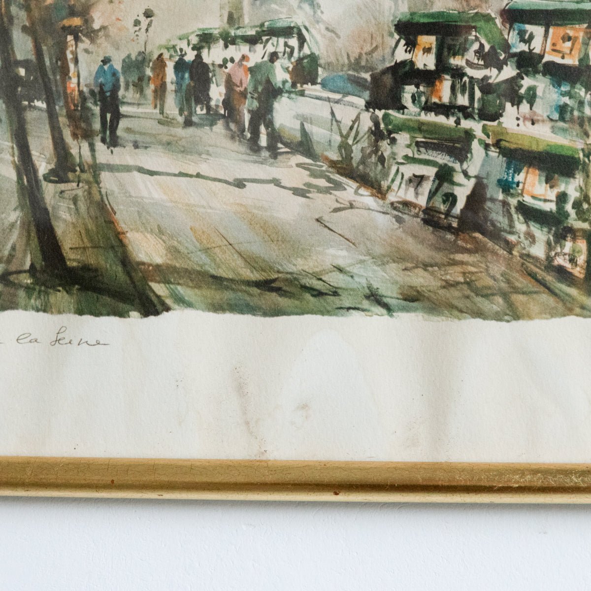 Paris Street With Bouquinistes Watercolor - elsie green - Art