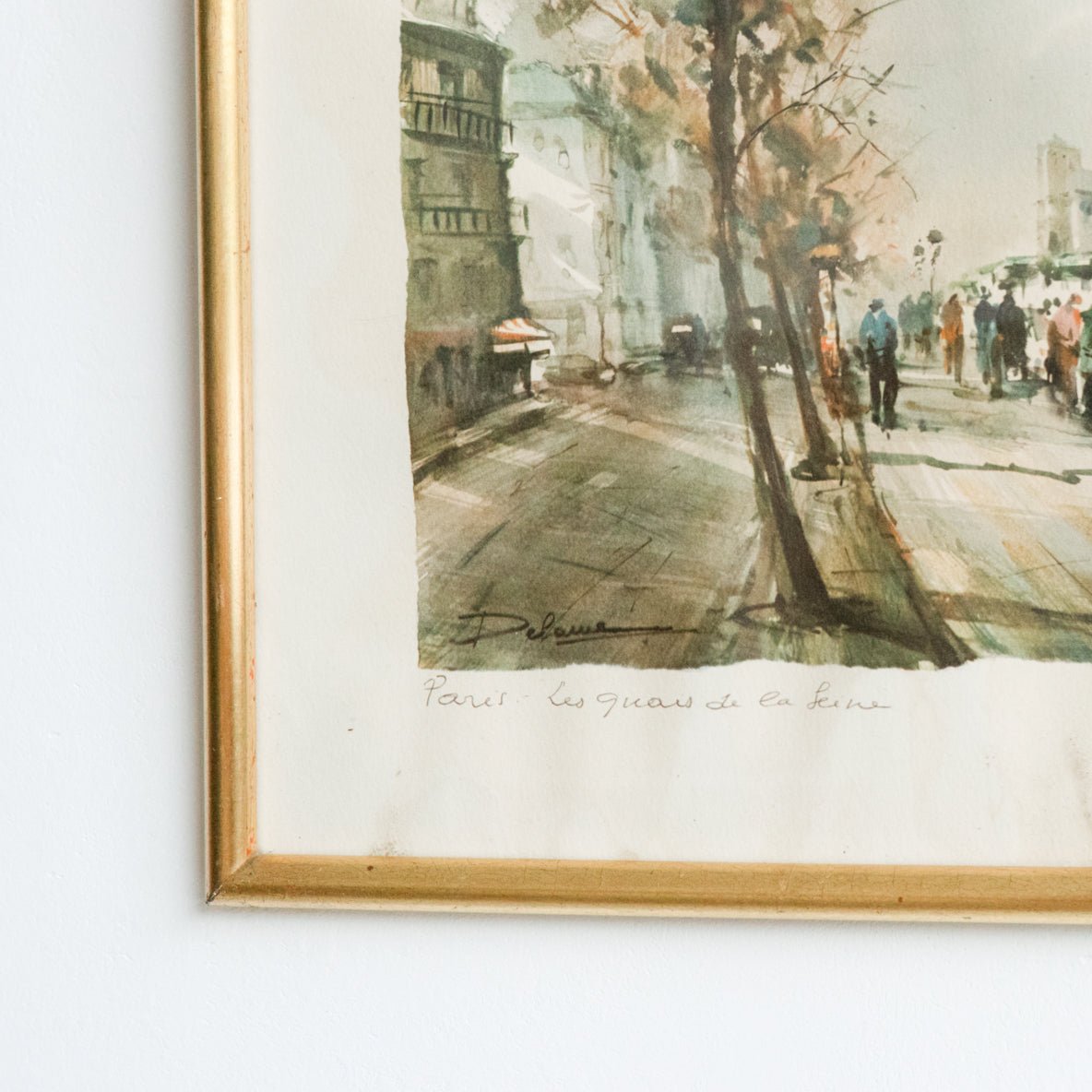 Paris Street With Bouquinistes Watercolor - elsie green - Art