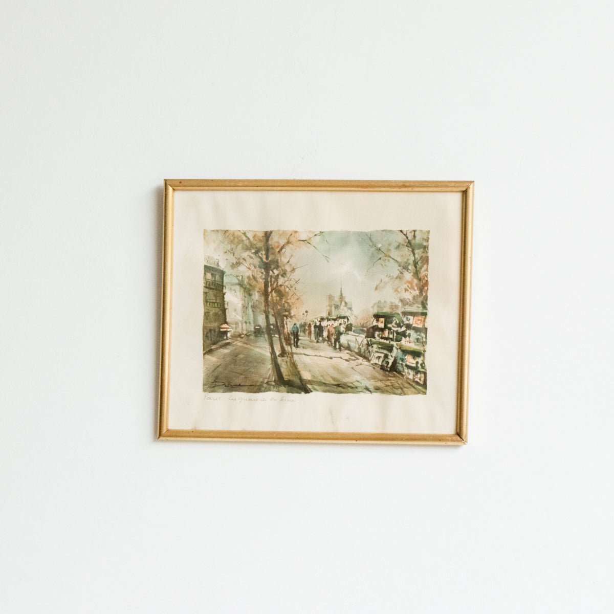 Paris Street With Bouquinistes Watercolor - elsie green - Art