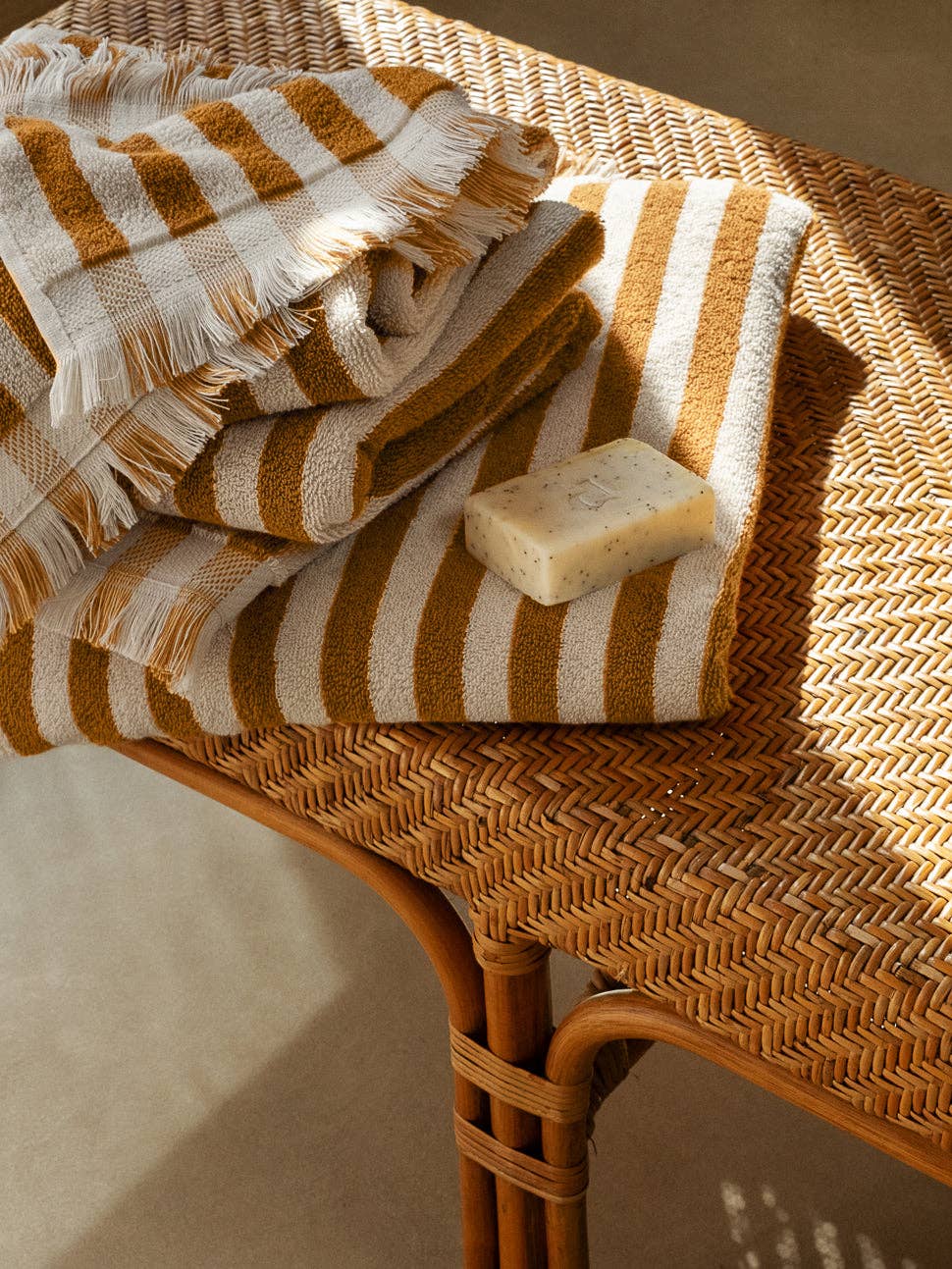 Pembroke Stripe Cotton Towel - elsie green - Textiles