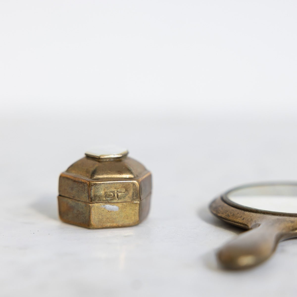 Petite Brass Mirror & Pillbox - elsie green - decor