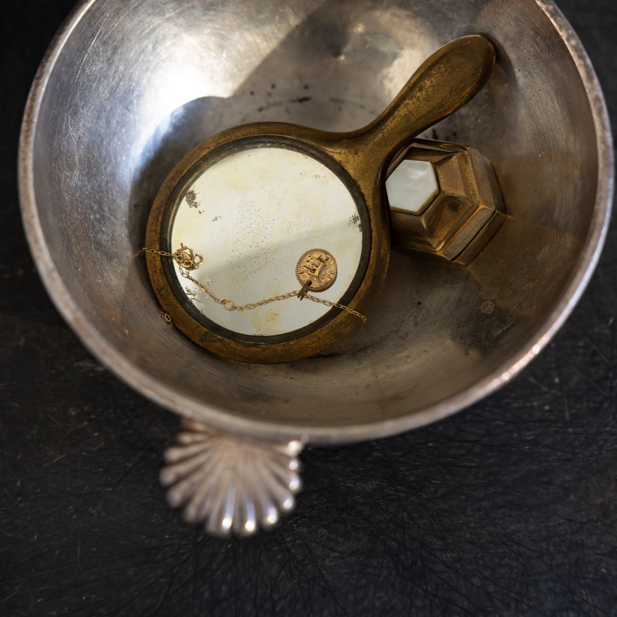 Petite Brass Mirror & Pillbox - elsie green - decor