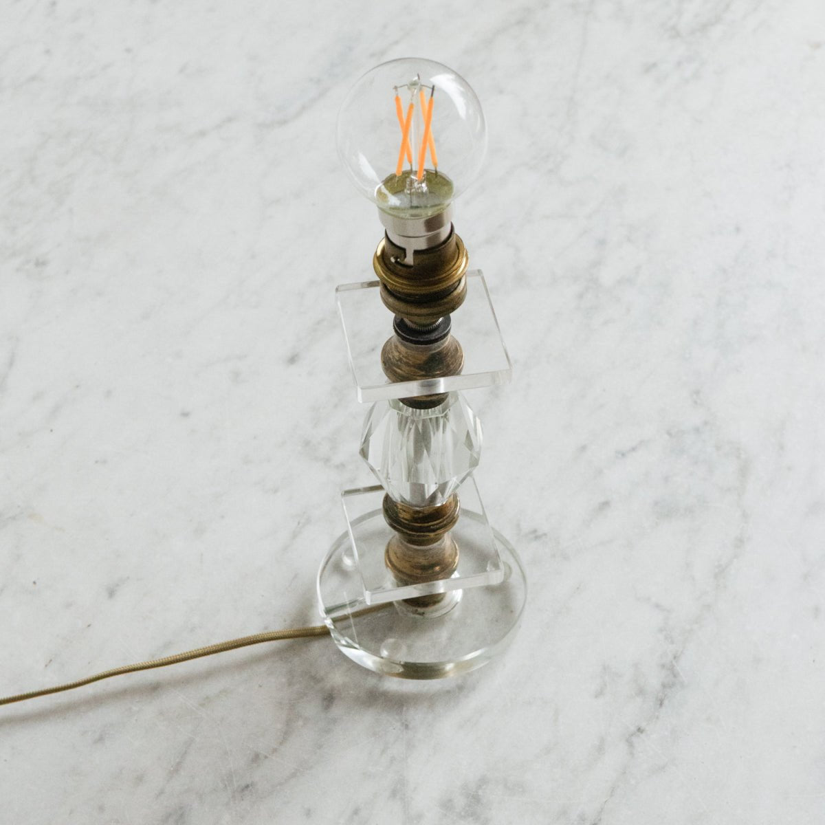 Petite Crystal Lamp with Brass Accents - elsie green - decor