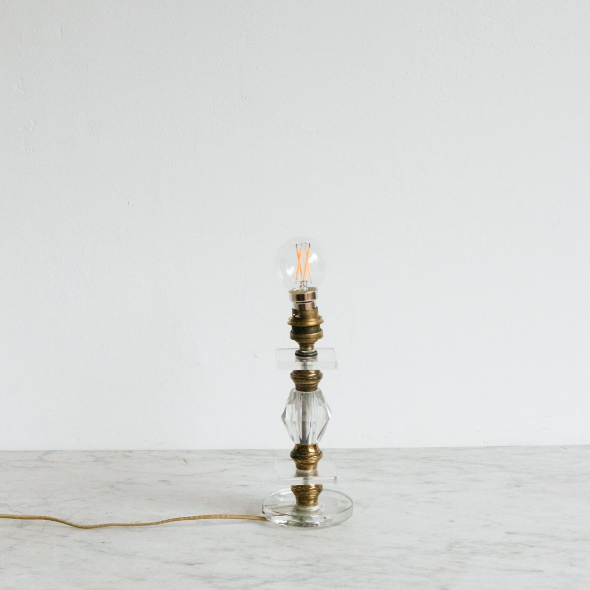 Petite Crystal Lamp with Brass Accents - elsie green - decor