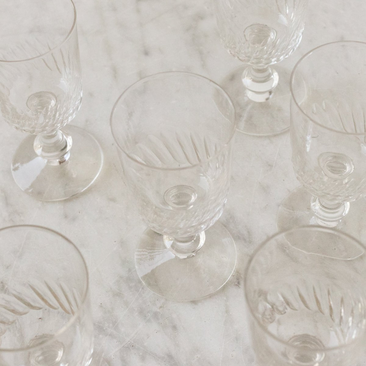 Petite Cut Glass Wine Glass Set of 8 - elsie green - the french kitchen