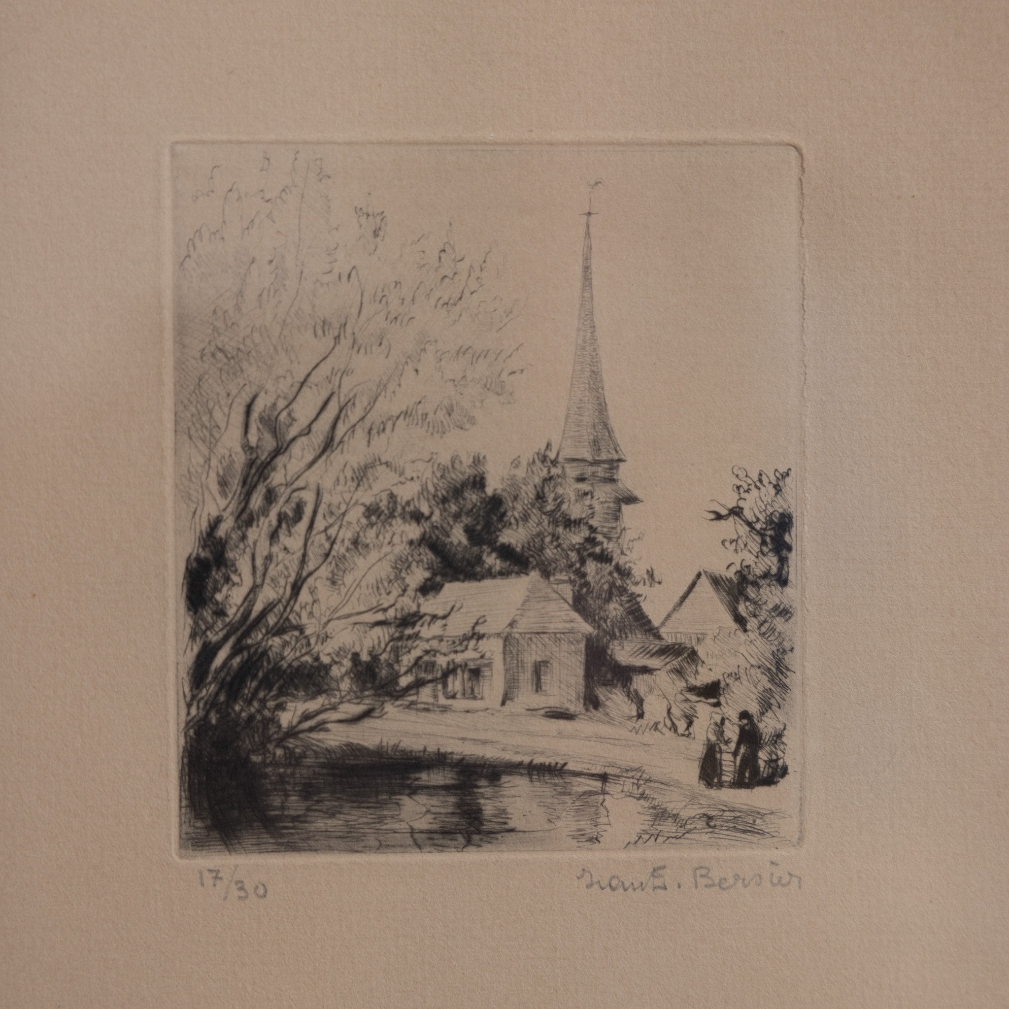 Petite Etching with Chapel | Bersier - elsie green - art