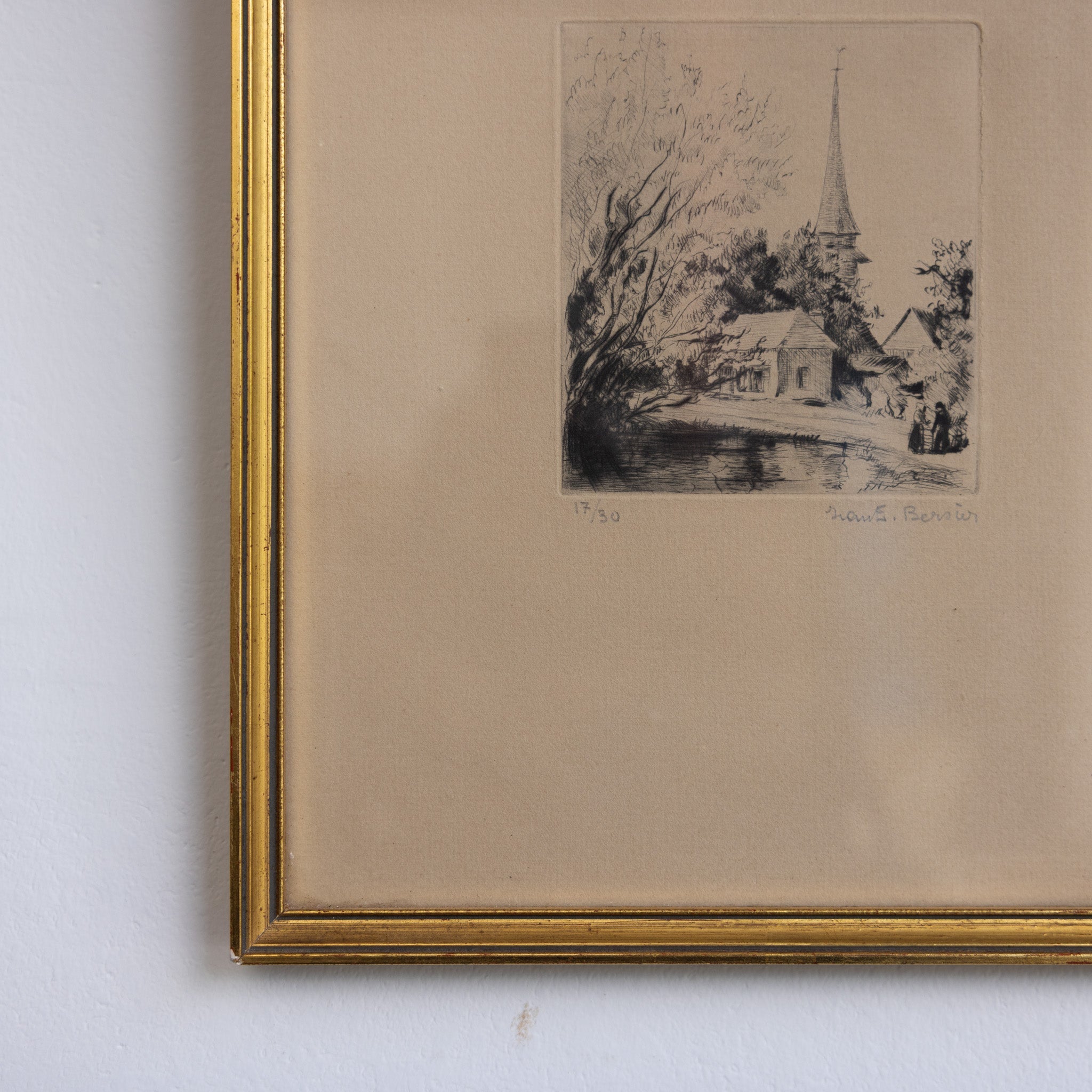Petite Etching with Chapel | Bersier - elsie green - art